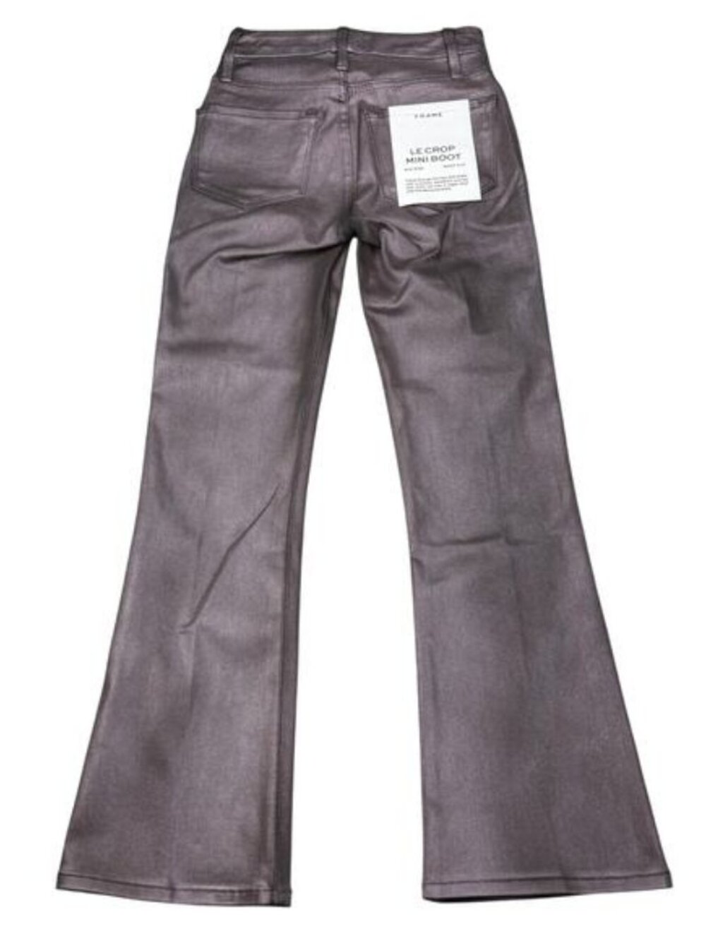 Frame Le Crop Mini Boot Fit Mid Rise Flared Coated Jeans in Mahogany - Picture 7 of 9